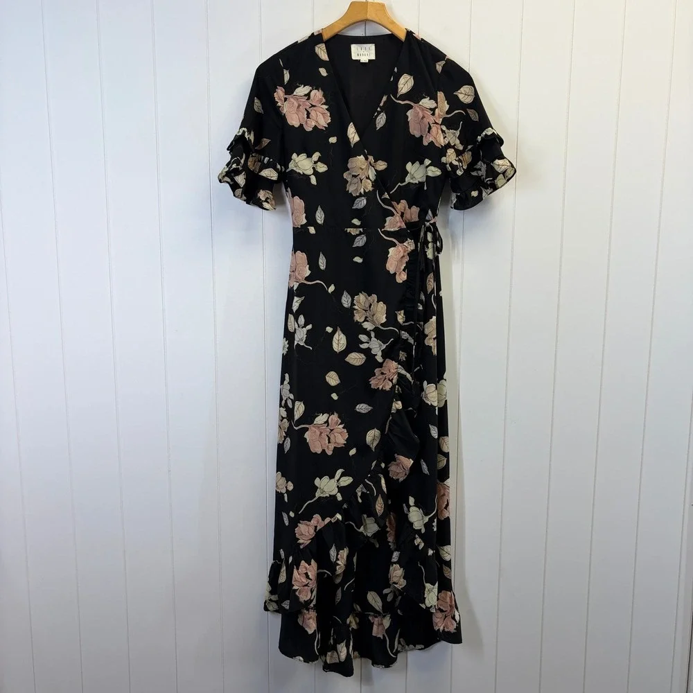 Lost & Wander Cottage Wrap High Low Dress Women Size M Romantic Wedding Guest